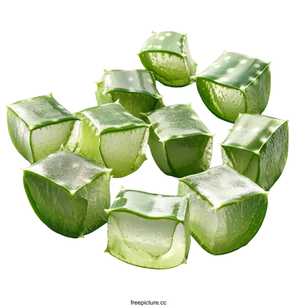 [Transparent Background PNG]Aloe Vera Cubes Close Up for Skincare