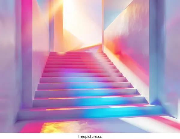 Abstract Image of a Staircase with Dazzling Lights