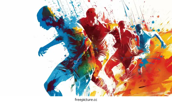 Dynamic Soccer Players in Colorful Splatter