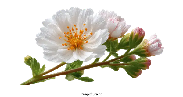 [Transparent Background PNG]Delicate White Flowers on Stem