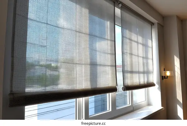 Modern Light Filtering Roller Blinds on a Window