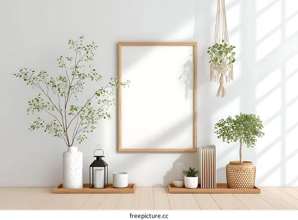 Modern Minimalist Interior Mockup with Plants