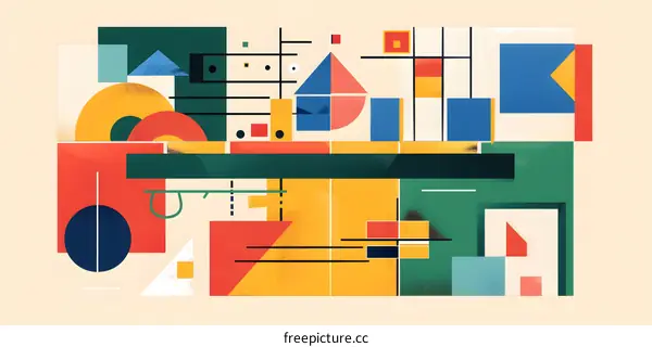 Abstract Geometric Shapes Artwork with Colorful Design