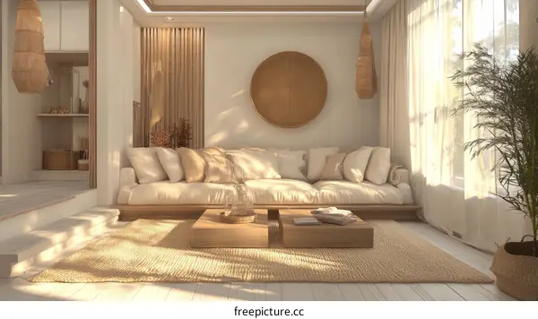 Modern Minimalist Living Room Interior Design Illustration