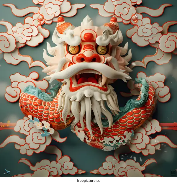 3D rendering of a traditional Chinese dragon