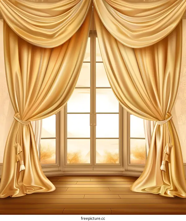 Golden Drapes Window Background
