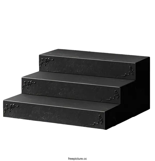 [Transparent Background PNG]Modern Black Stone Steps Display