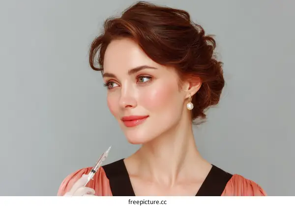 Beautiful Woman with Injection for Facial Treatment