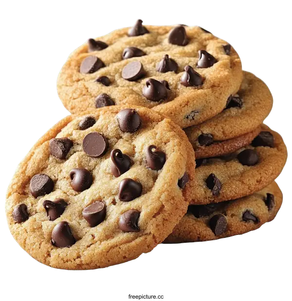 [Transparent Background PNG]Delicious Stack of Chocolate Chip Cookies