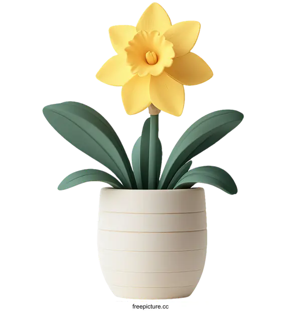 [Transparent Background PNG]Cartoon Yellow Flower in Pot Illustration