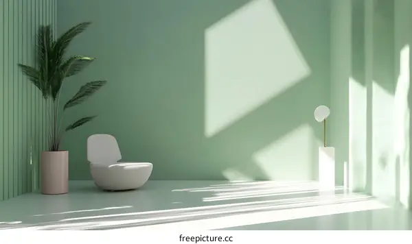 Minimalist Green Interior Design with Palm Plant