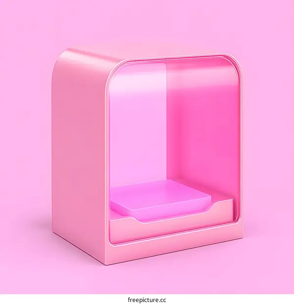 Pink 3D Glass Box With Square Platform Mockup