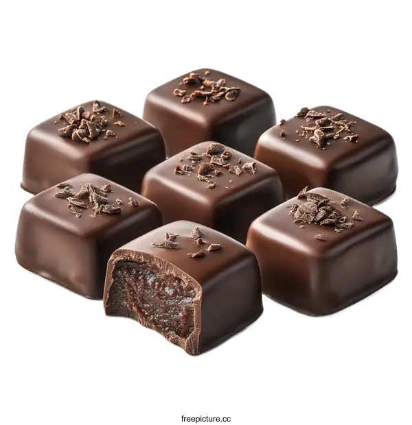[Transparent Background PNG]Assorted Dark Chocolate Truffles with Chocolate Shavings