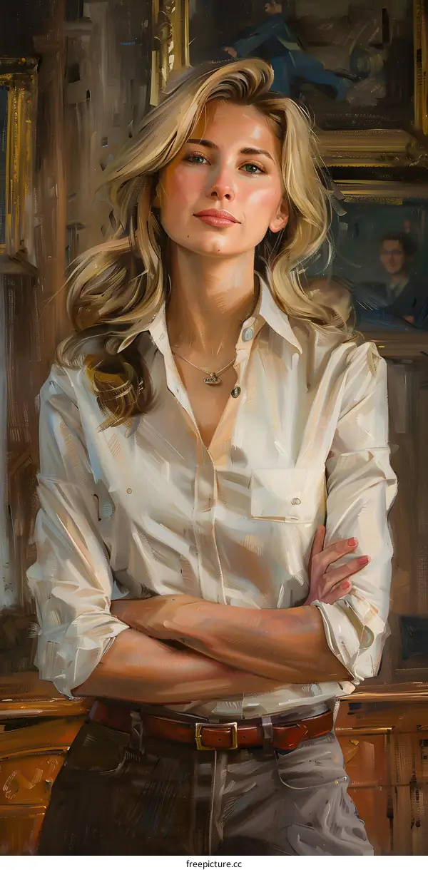 Portrait of a young woman in a white shirt