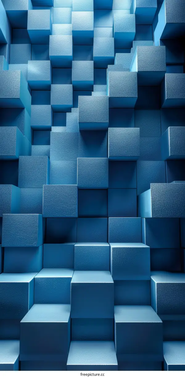 Abstract Blue 3D Cube Geometric Background