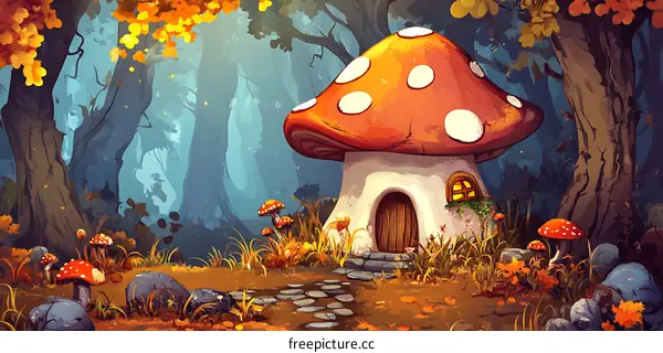 Mushroom House in the Forest