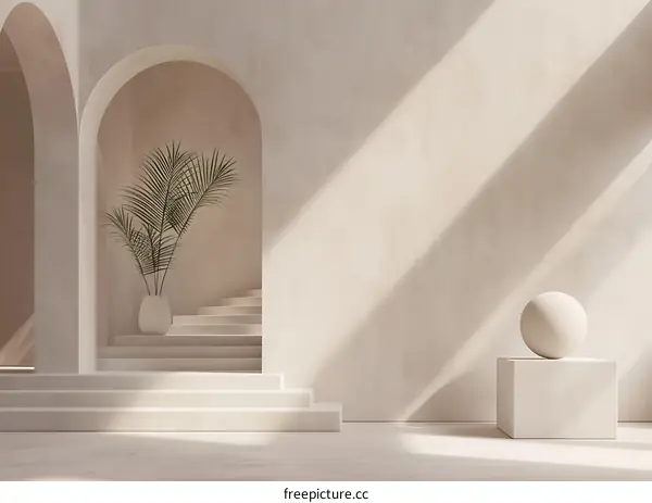 Minimalist Architecture Design with Archway and Stairs