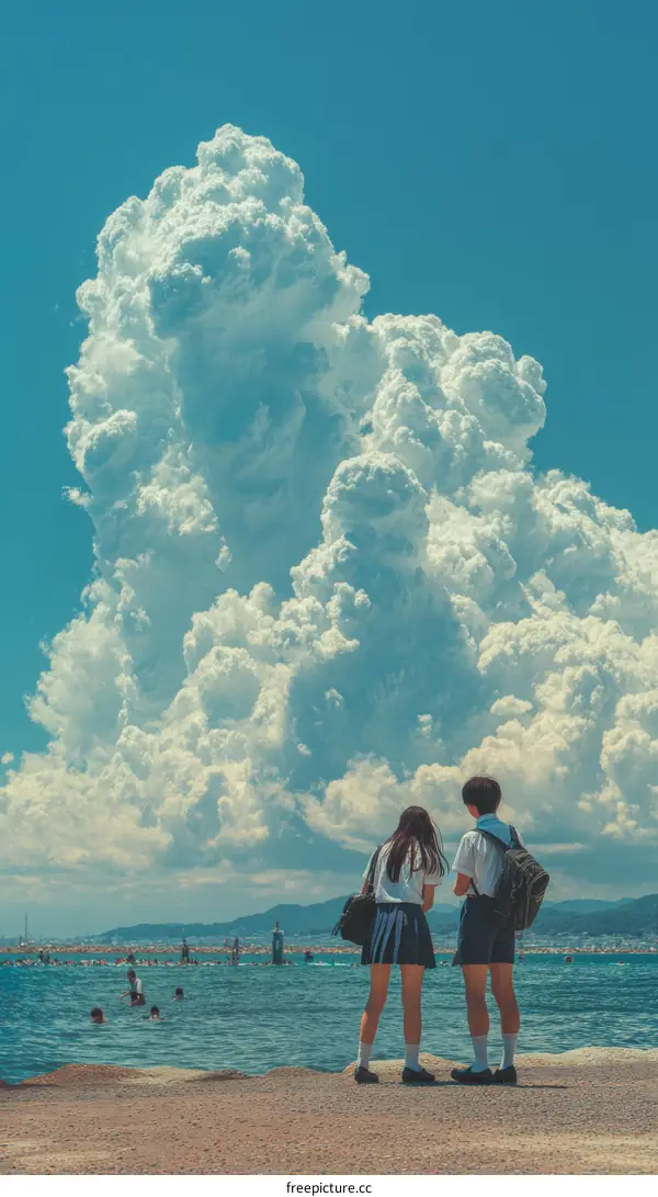 Summer Day at the Seaside with Huge Clouds