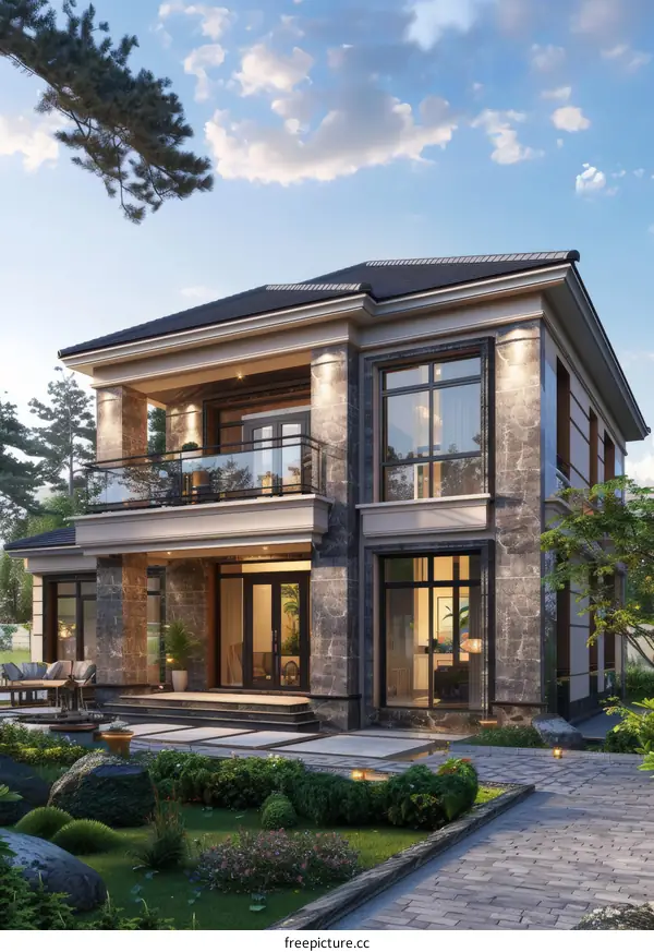 European style villa house with natural environment