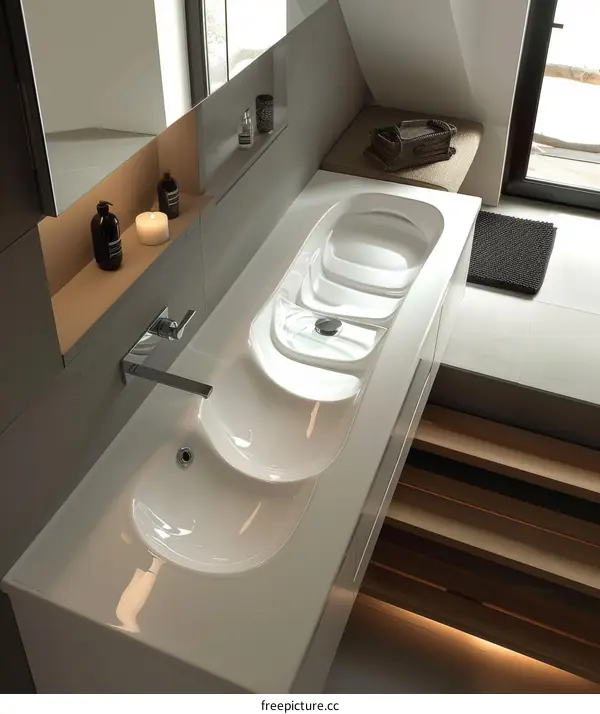 Modern Double Sink Bathroom Vanity with Unique Design