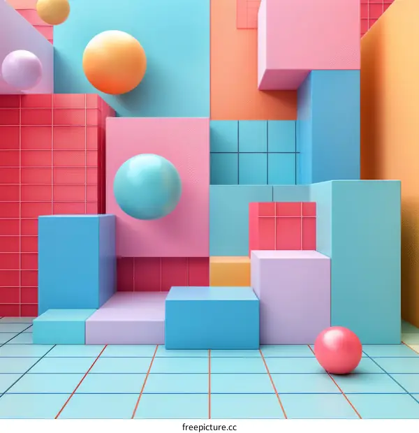 Colorful 3D Geometric Shapes Abstract Background