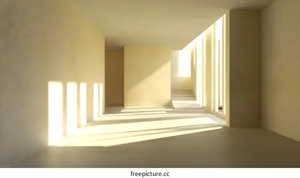 Minimalist Interior Design with Sunlit Hallway and Staircase