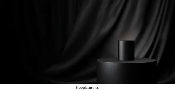 Dark Minimalist Product Display with Draped Fabric