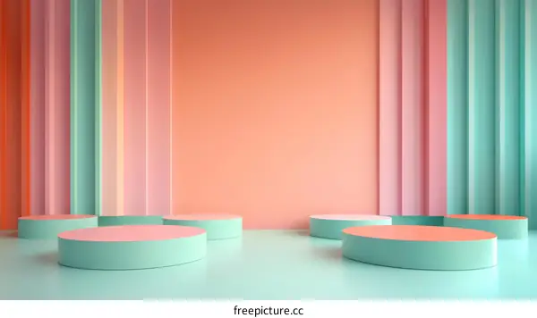 Pastel Colored Geometric Display Platforms