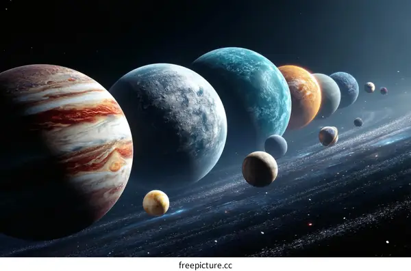 Solar System Planets in Space Illustration