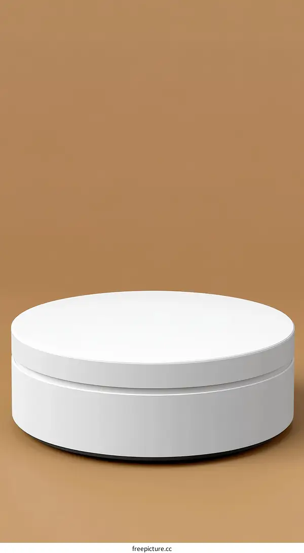 Blank White Round Cosmetic Container Mockup on Beige Background