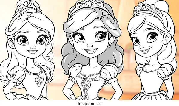 Three Princess Coloring Pages
