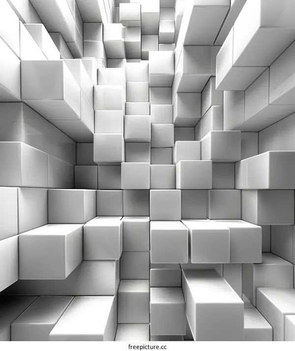 Abstract White Cubes 3D Background