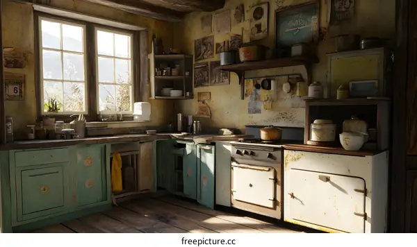 Rustic Kitchen Interior Design With Old Appliances and Vintage Decor
