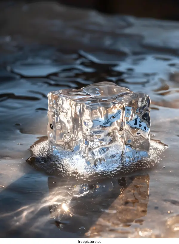 ice cube melting in the sun