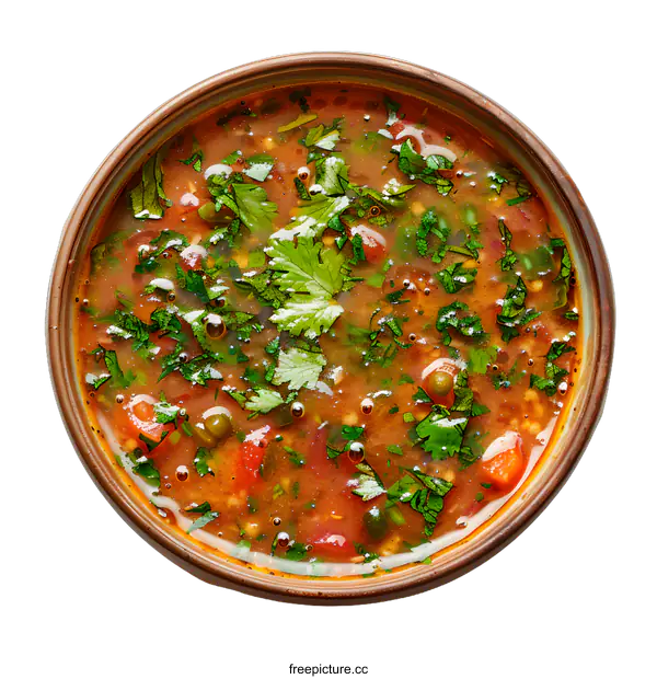 [Transparent Background PNG]Top view of a bowl of tomato soup