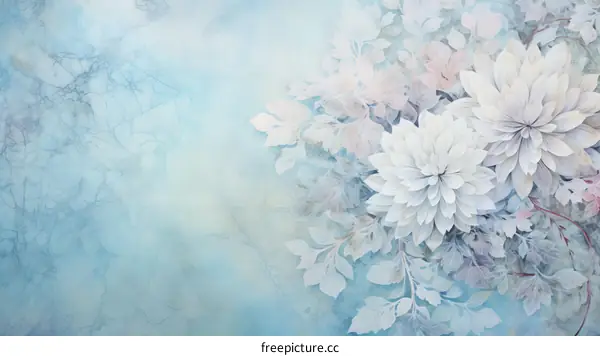 White and Light Blue Floral Illustration