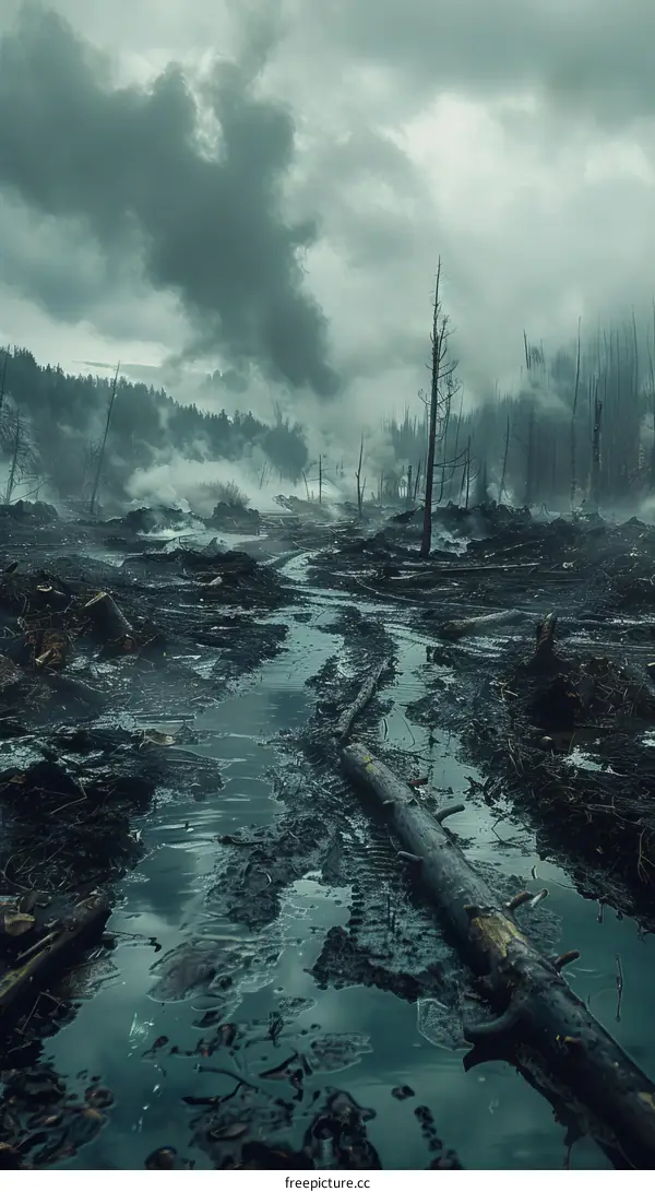 Toxic River in a Post-Apocalyptic Landscape