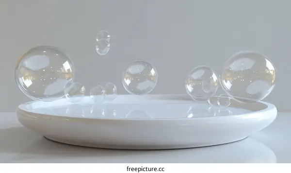 Abstract Soap Bubbles on a White Tray