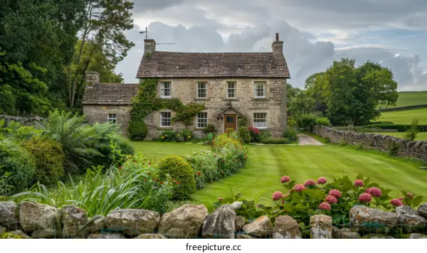 Charming English Country Cottage with Flower Garden