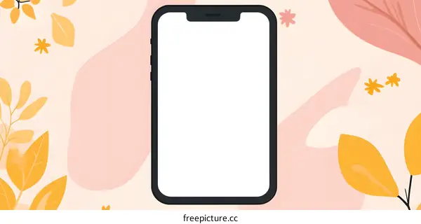 Minimalist Mobile Phone Mockup with Floral Background