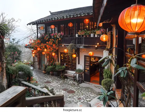 Courtyard of traditional chinese courtyard house