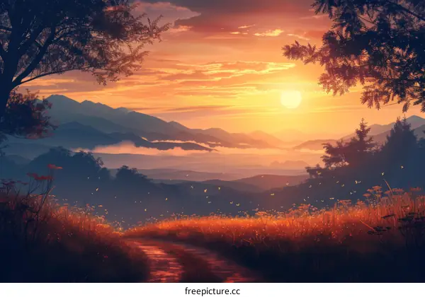 sunset in the mountains