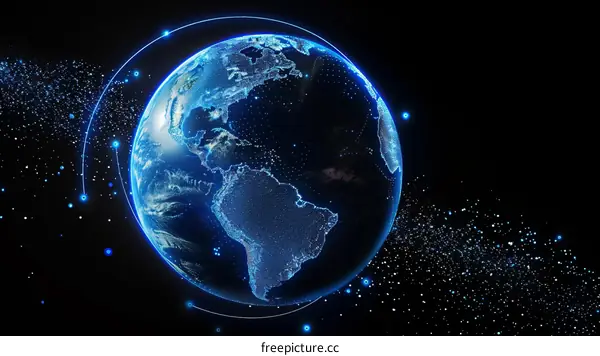 Blue and Black Illustration of Earth