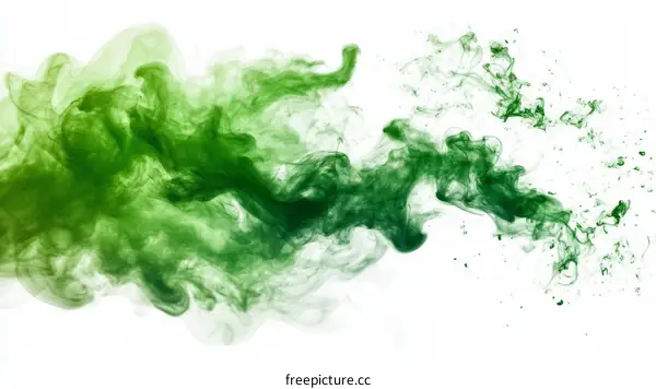 Abstract Green Smoke Patterns on White Background