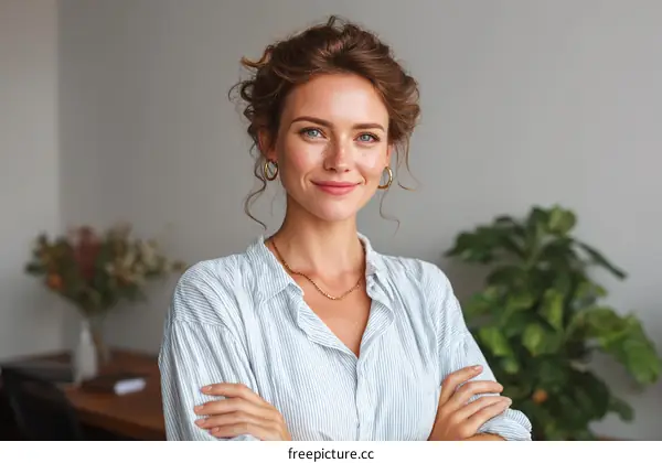 Confident Caucasian Woman Posing Indoor