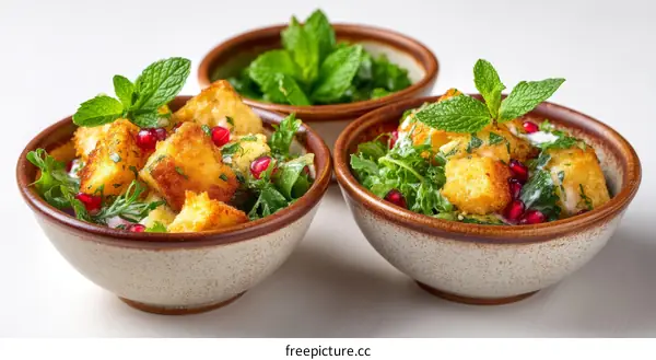 Delicious Crouton Salad with Pomegranate