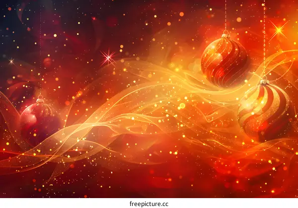 Christmas background with red and gold ornaments