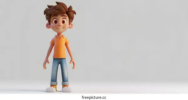 3d rendering of a cute cartoon boy