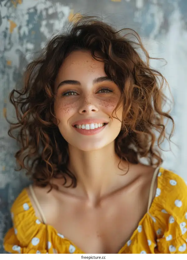 portrait of a young woman with freckles