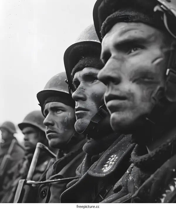 A group of soldiers in uniform during World War II
